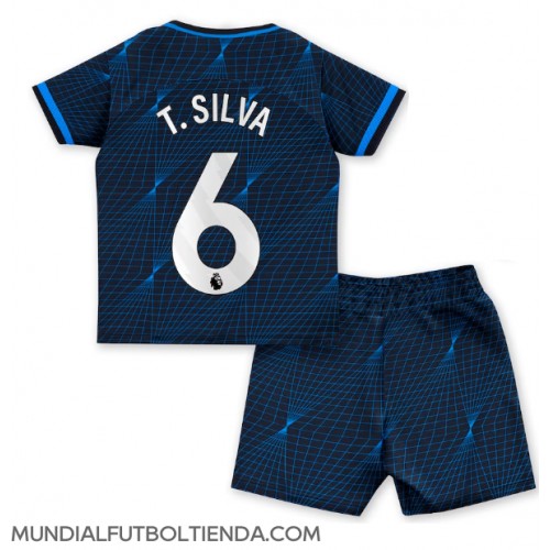 Camiseta Chelsea Thiago Silva #6 Segunda Equipación Replica 2023-24 para niños mangas cortas (+ Pantalones cortos)